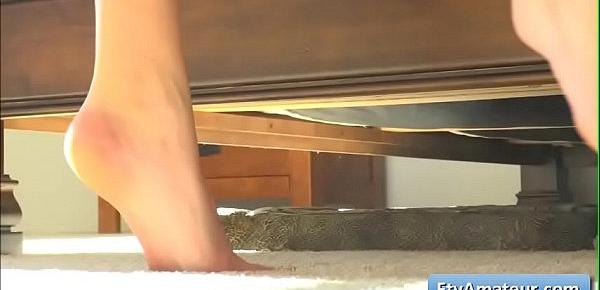  Hot blonde teen Arya suck her toes and shoe her naked perfect body